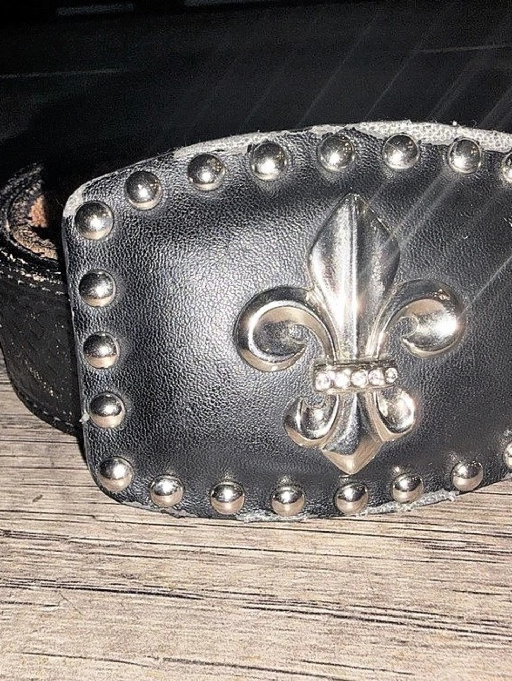 Classico Italia Fleur-de-lis Studded Belt Black